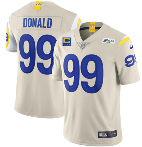 Men's Los Angeles Rams #99 Aaron Donald 2022 Bone With 4-star C Patch Vapor Untouchable Limited Stitched Jersey